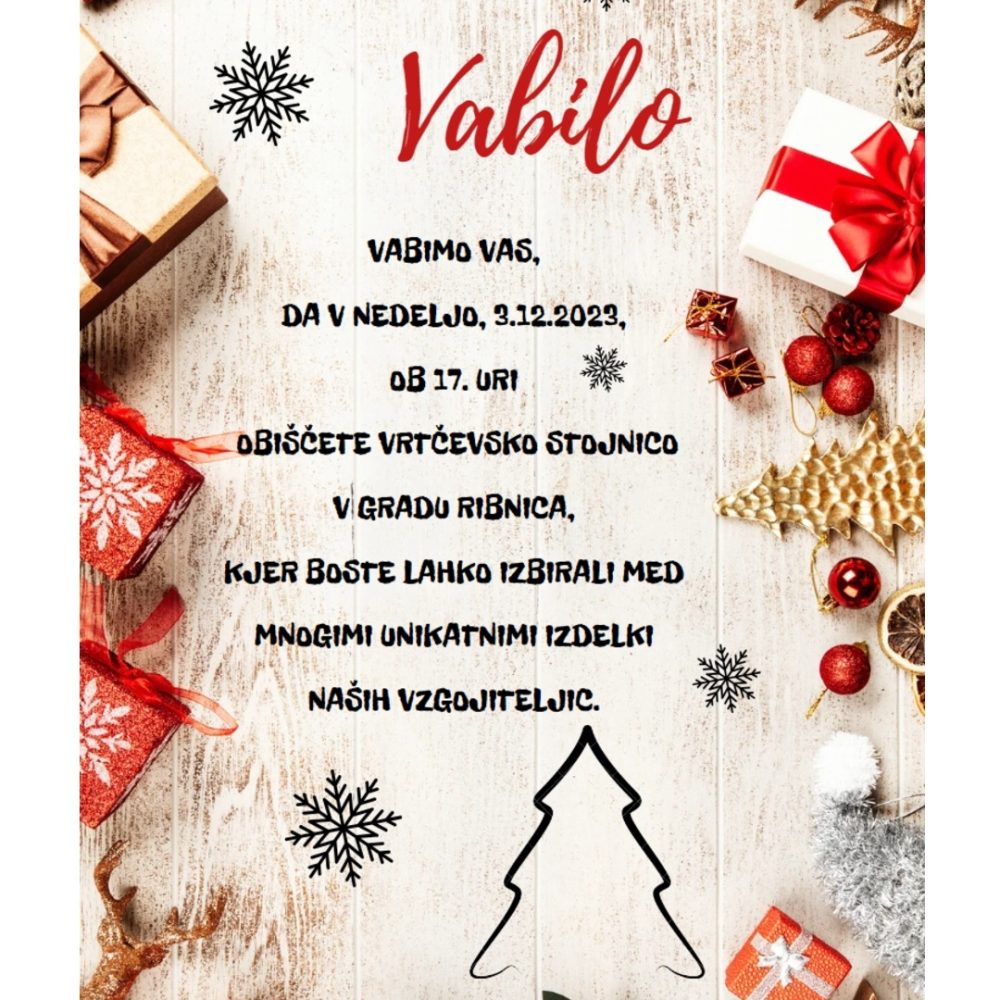 Vabilo na bazar vrtca Ribnica