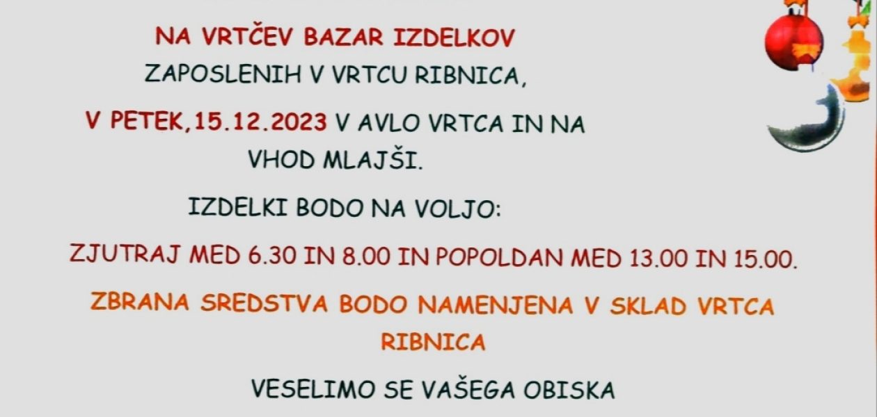 Vabilo na  vrtčevski bazar