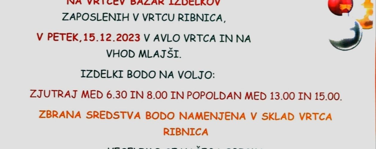 Vabilo na  vrtčevski bazar