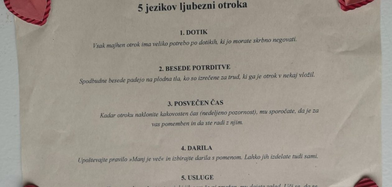 5 jezikov ljubezni otroka